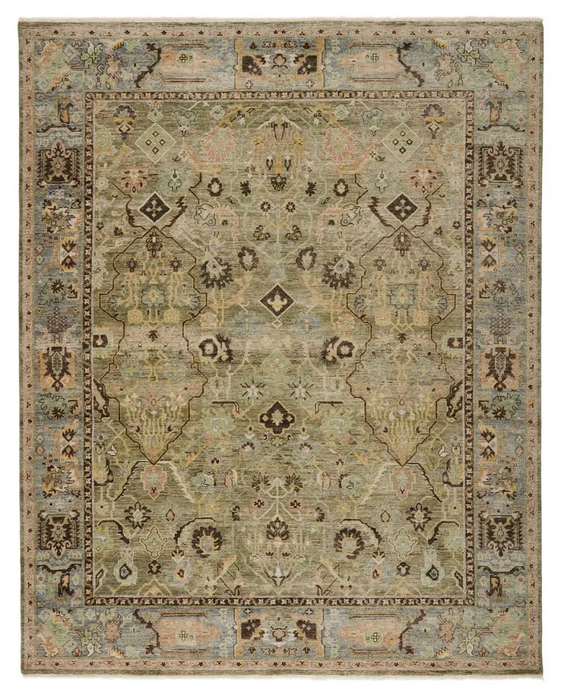 Antique Style Rugs Someplace In Time SPT12 Green & Lt. Blue - Blue Hand Knotted Rug