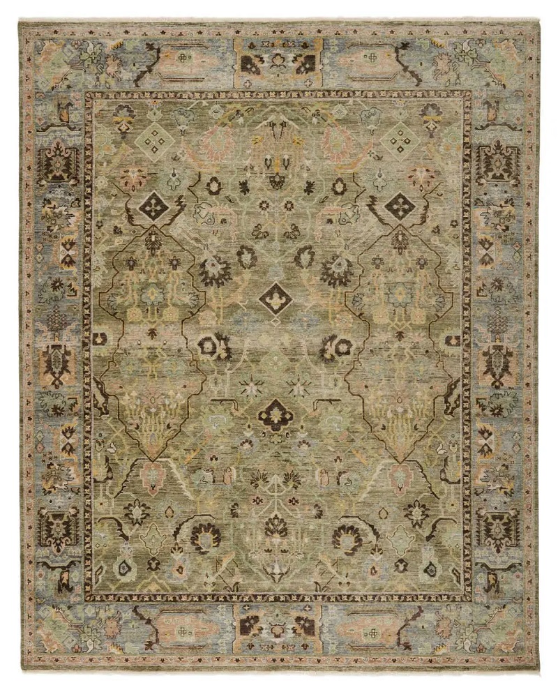 Antique Style Rugs Someplace In Time SPT12 Green & Lt. Blue - Blue Hand Knotted Rug