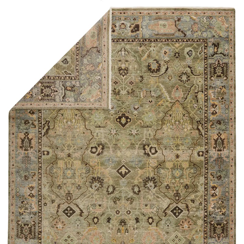 Antique Style Rugs Someplace In Time SPT12 Green & Lt. Blue - Blue Hand Knotted Rug