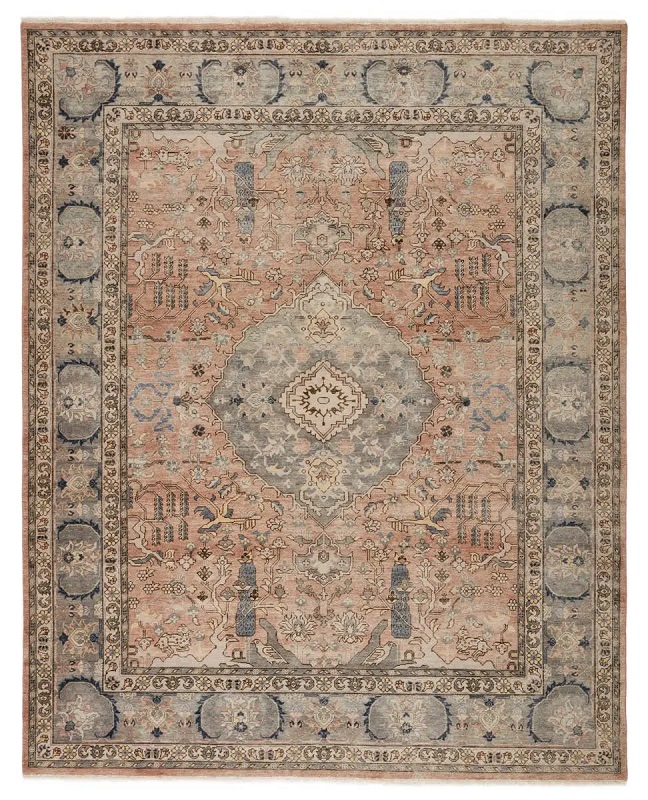 Antique Style Rugs Someplace In Time SPT09 Rust - Orange & Lt. Blue - Blue Hand Knotted Rug