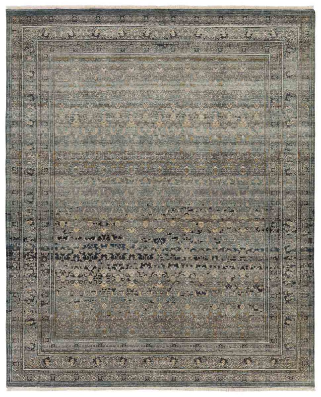 Antique Style Rugs Someplace In Time SPT17 Black - Charcoal & Medium Blue - Navy Hand Knotted Rug