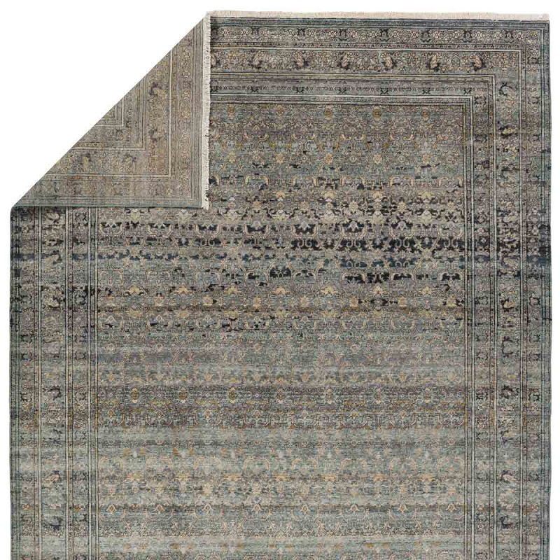 Antique Style Rugs Someplace In Time SPT17 Black - Charcoal & Medium Blue - Navy Hand Knotted Rug