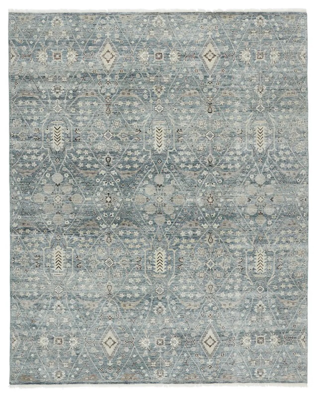 Antique Style Rugs Someplace In Time SPT15 Lt. Blue - Blue & Lt. Grey - Grey Hand Knotted Rug