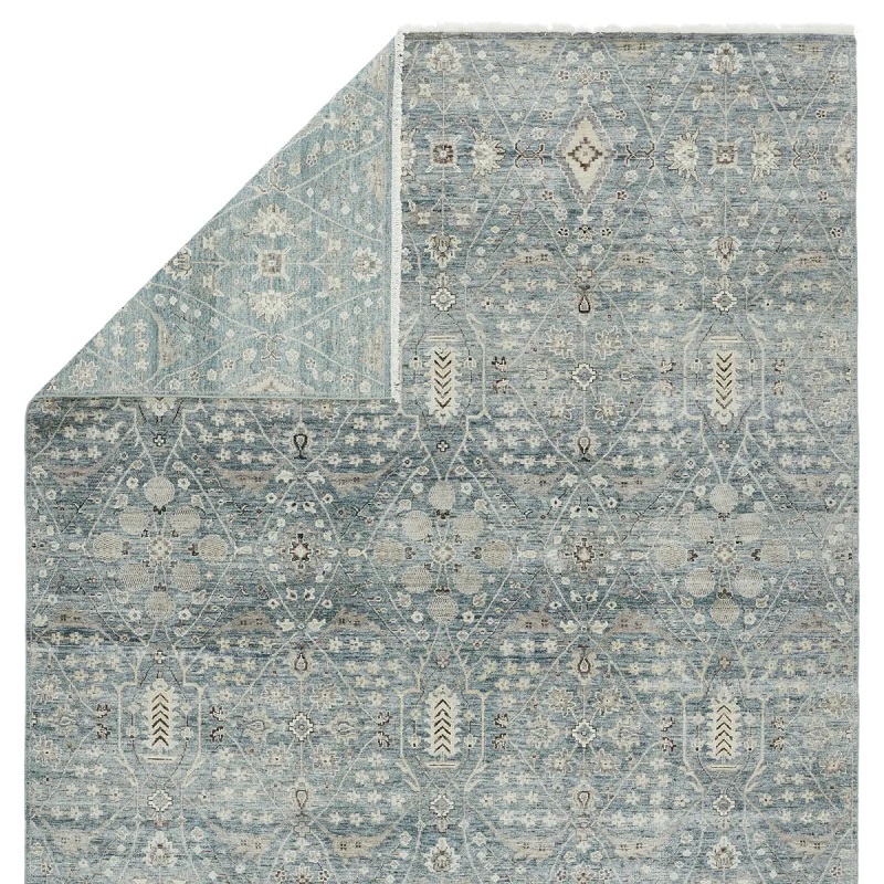 Antique Style Rugs Someplace In Time SPT15 Lt. Blue - Blue & Lt. Grey - Grey Hand Knotted Rug