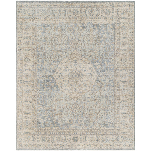 Antique Style Rugs Once Upon a Time OAT-2300 Lt. Blue - Blue & Ivory - Beige Hand Crafted Rug
