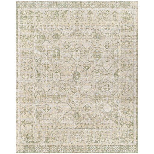 Antique Style Rugs Once Upon a Time OAT-2302 Green & Camel - Taupe Hand Crafted Rug