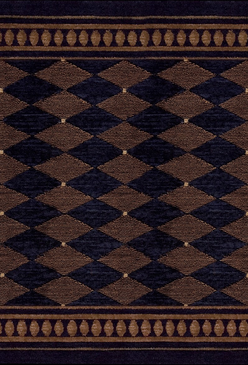 Hall & Stair Runner Rugs  COSMOPOLITAN C94R-R49 Medium Blue - Navy & Camel - Taupe Machine Made Rug