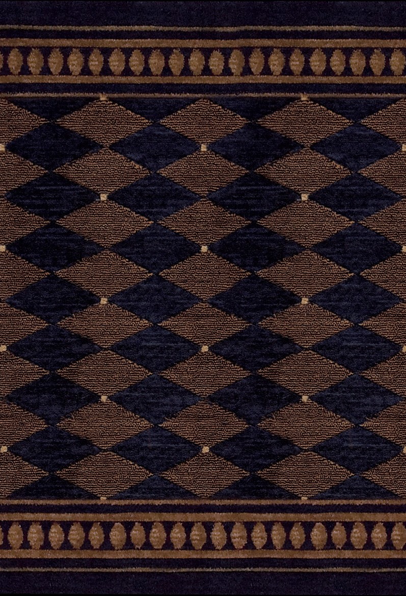 Hall & Stair Runners  COSMOPOLITAN C94R-R49 Medium Blue - Navy & Camel - Taupe Machine Made Rug