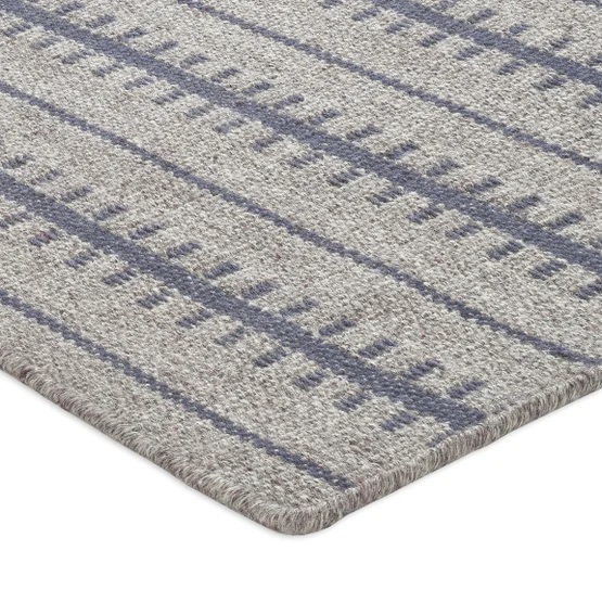 Casual & Solid Rugs Ticking Stripe Rug Lakeside Lt. Grey - Grey & Medium Blue - Navy Hand Loomed Rug