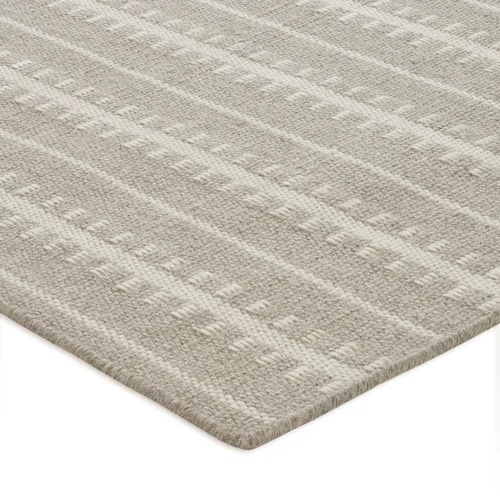 Casual Rugs & Solid Rugs Ticking Stripe Rug Shadow Ivory - Beige Hand Loomed Rug