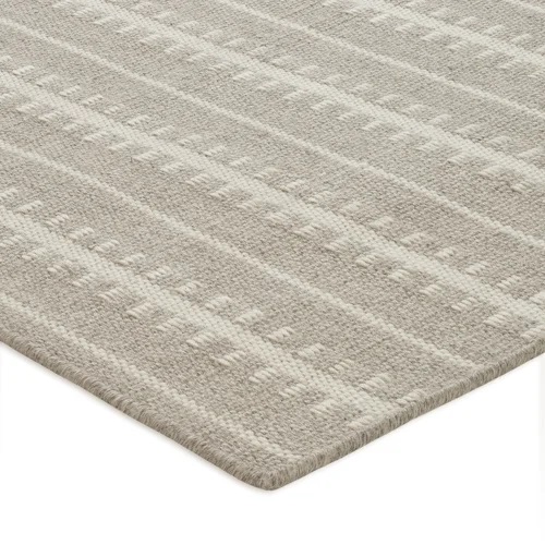 Casual & Solid Rugs Ticking Stripe Rug Shadow Ivory - Beige Hand Loomed Rug