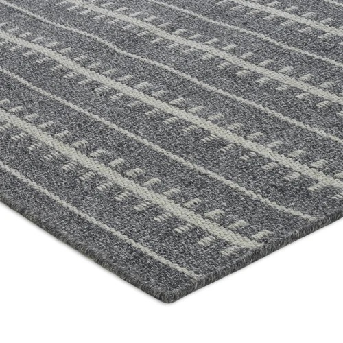 Casual Rugs & Solid Rugs Ticking Stripe Rug Midnight Black - Charcoal & Lt. Grey - Grey Hand Loomed Rug