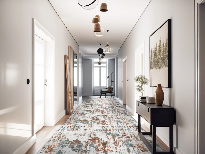 Custom Rugs, Runners & Rounds Astro Autumn Ivory - Beige & Rust - Orange Machine Made Rug