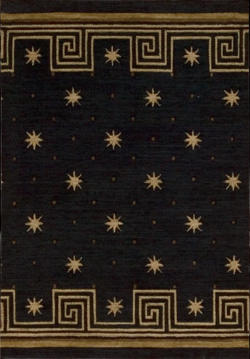 Hall & Stair Runners  COSMOPOLITAN C95R-R59 Medium Blue - Navy & Lt. Gold - Gold Machine Made Rug