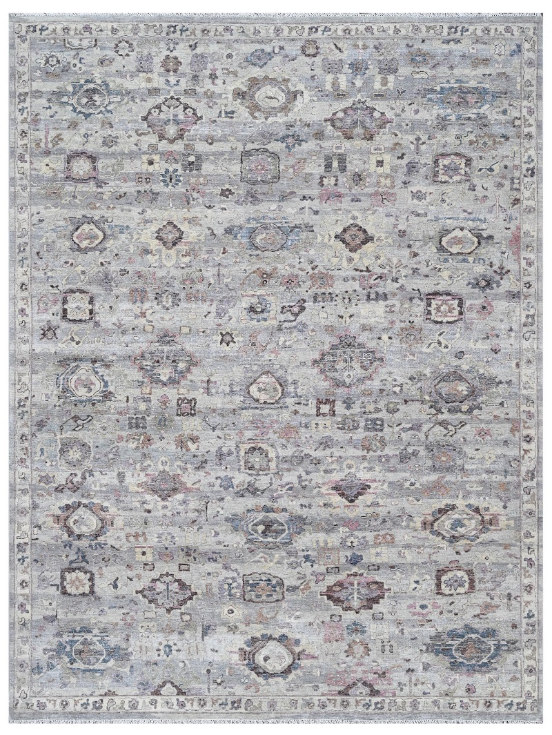 Traditional & Oriental Rugs Oxidized 027417 Lt. Grey - Grey Hand Knotted Rug