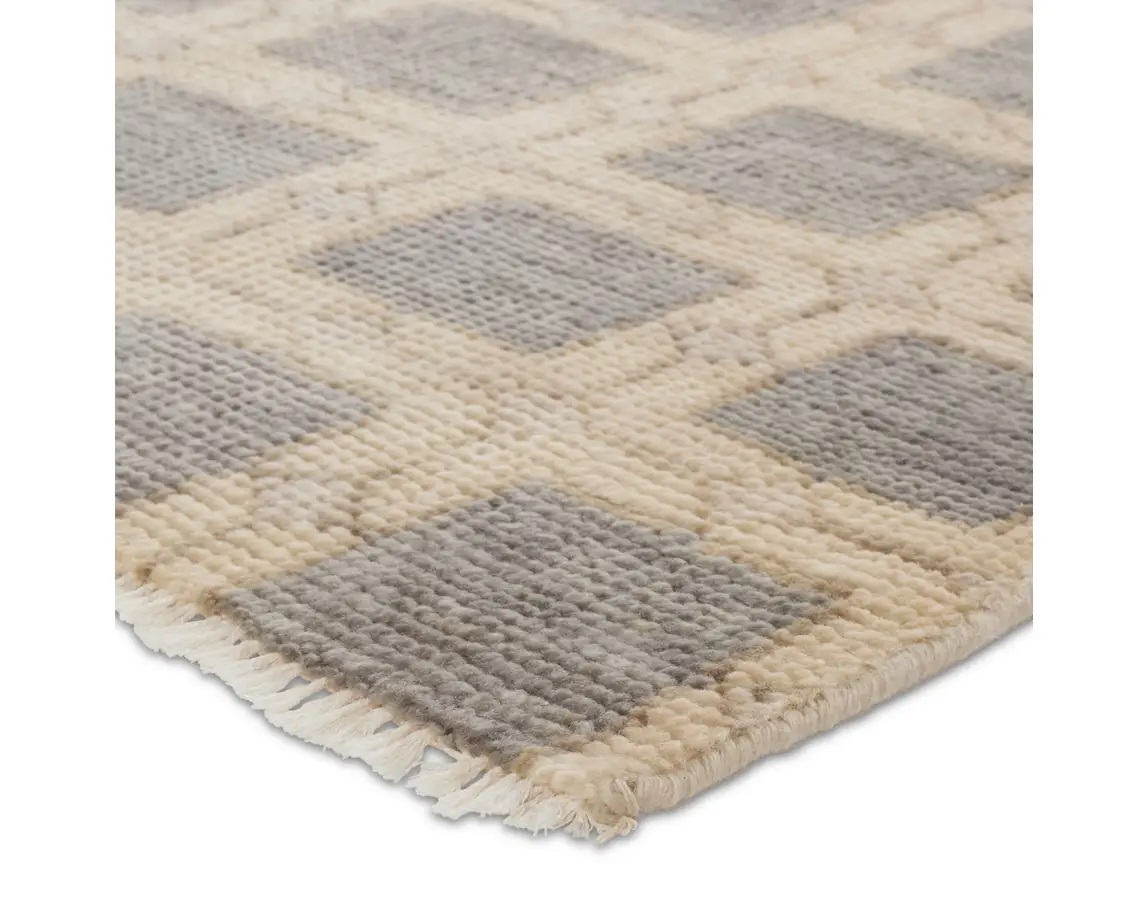 Casual Rugs & Solid Rugs CERA CRA03 Ivory - Beige & Lt. Grey - Grey Hand Knotted Rug