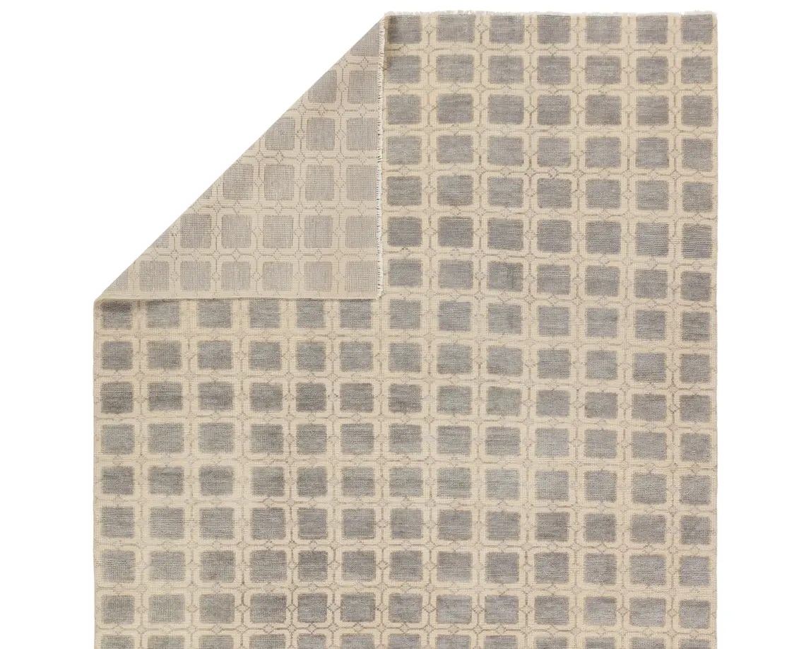 Casual & Solid Rugs CERA CRA03 Ivory - Beige & Lt. Grey - Grey Hand Knotted Rug