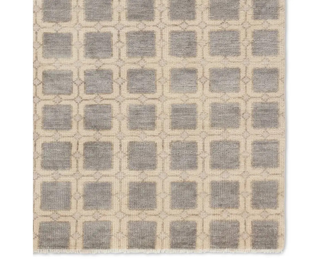 Casual & Solid Rugs CERA CRA03 Ivory - Beige & Lt. Grey - Grey Hand Knotted Rug