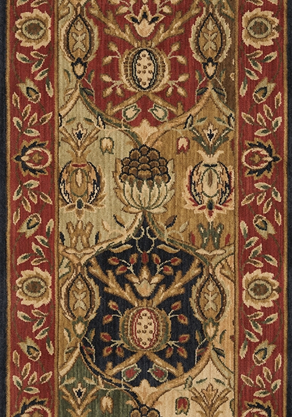 Hall & Stair Runner Rugs  GRAND PARTERRE PT04-MULTI Multi & Rust - Orange Machine Made Rug