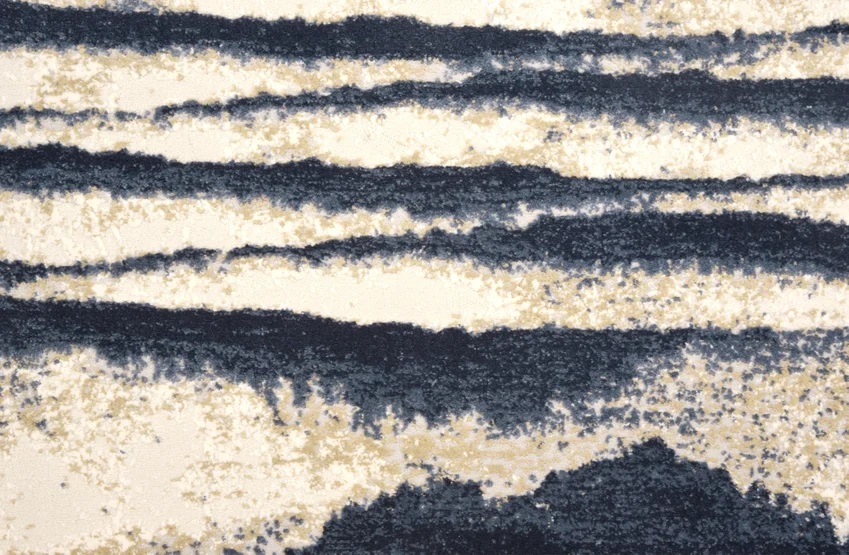 Custom Rugs, Runners & Rounds Vanishing Point Tide Ivory - Beige & Medium Blue - Navy Machine Made Rug