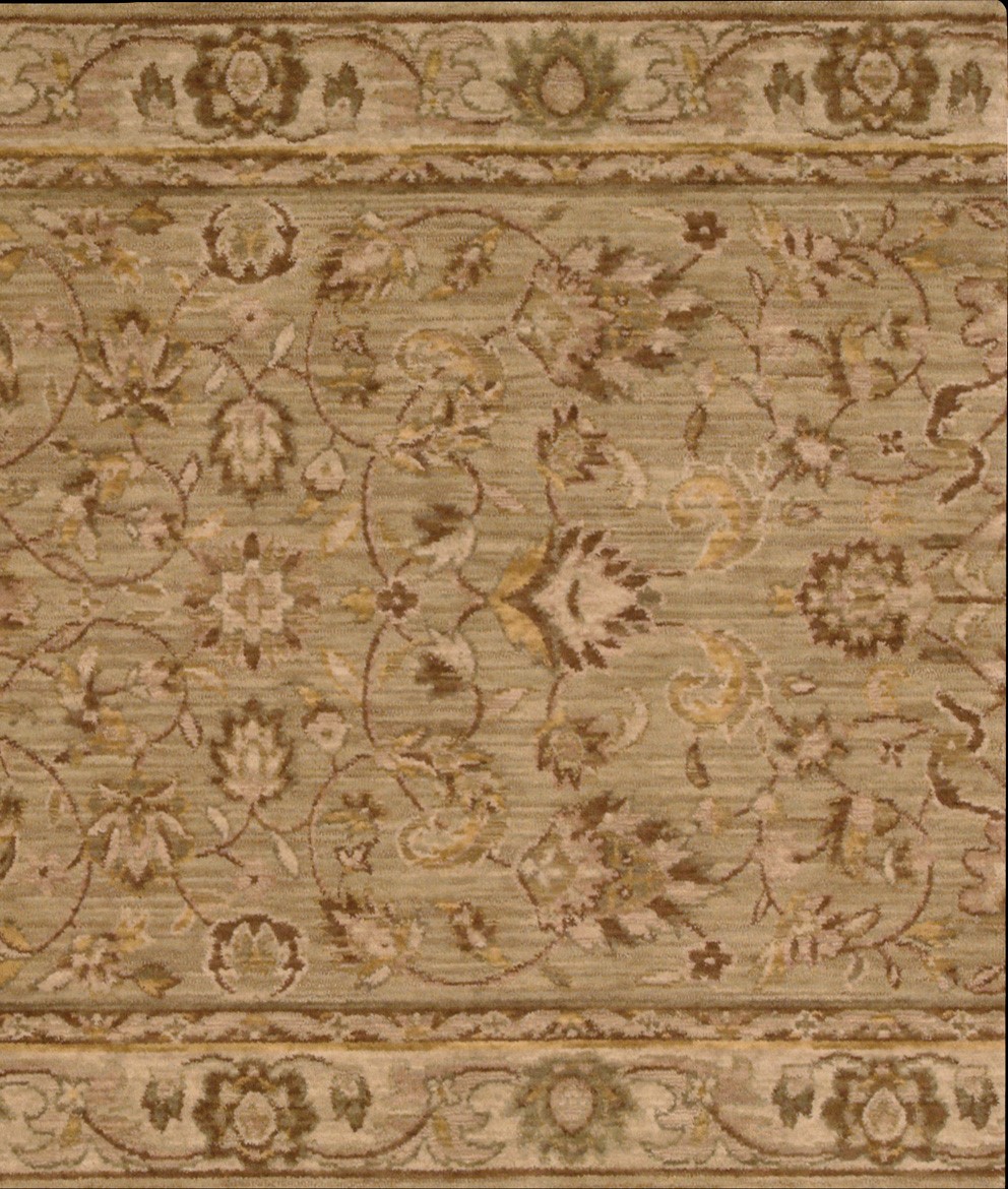 Hall & Stair Runners  GRAND PARTERRE PT01-SAGE Aqua - Lt.Green & Ivory - Beige Machine Made Rug