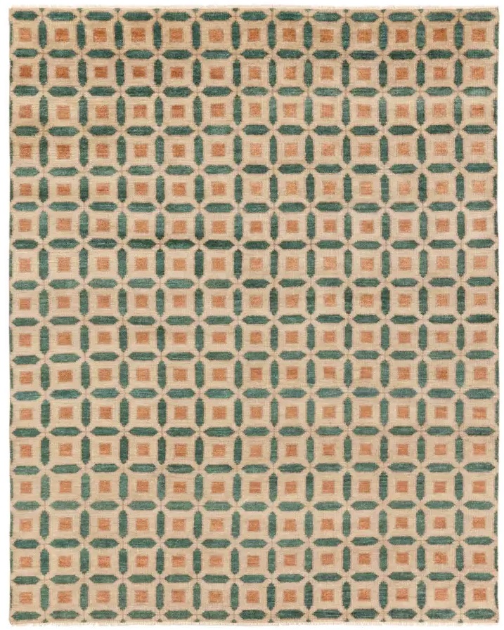 Casual Rugs & Solid Rugs CERA CRA02 Ivory - Beige & Green Hand Knotted Rug