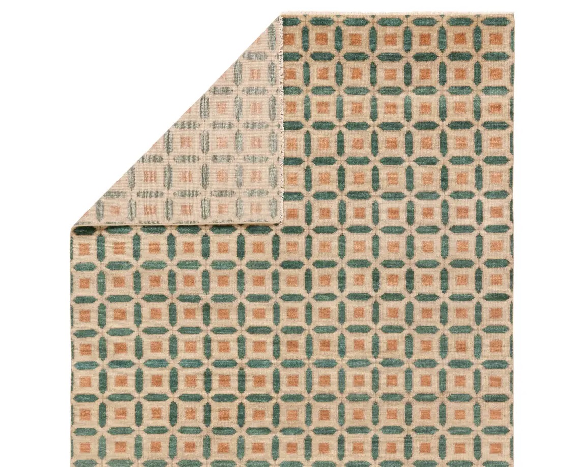 Casual Rugs & Solid Rugs CERA CRA02 Ivory - Beige & Green Hand Knotted Rug