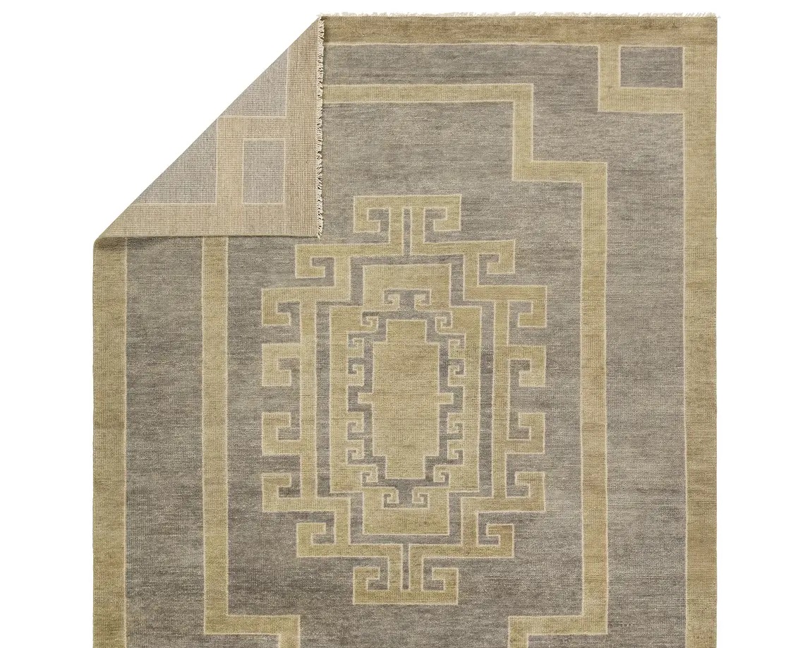 Casual & Solid Rugs Cyprus CYP06 Lt. Grey - Grey & Green Hand Knotted Rug