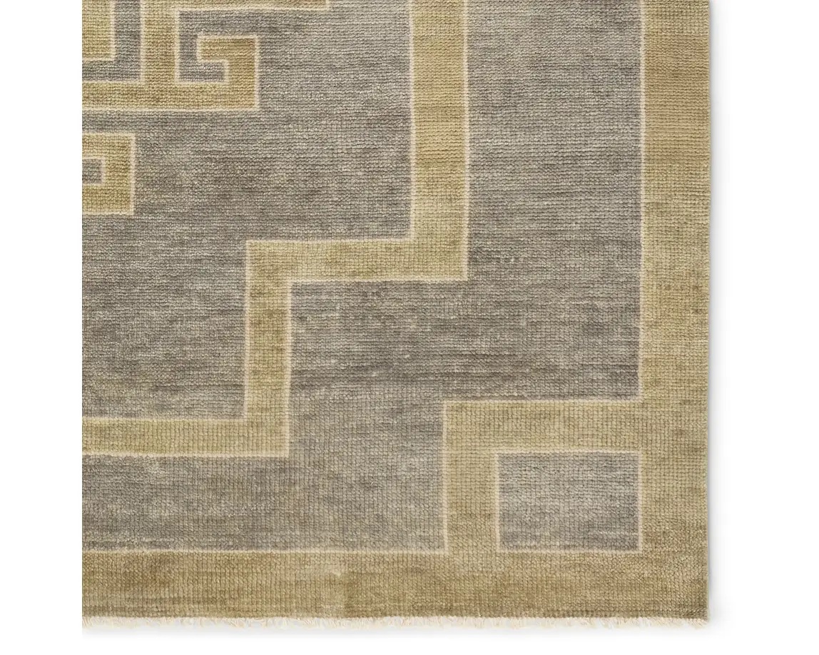 Casual Rugs & Solid Rugs Cyprus CYP06 Lt. Grey - Grey & Green Hand Knotted Rug