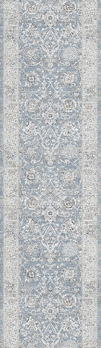 Hall & Stair Runner Rugs Annalise 7604-580 Lt. Blue - Blue & Lt. Grey - Grey Machine Made Rug