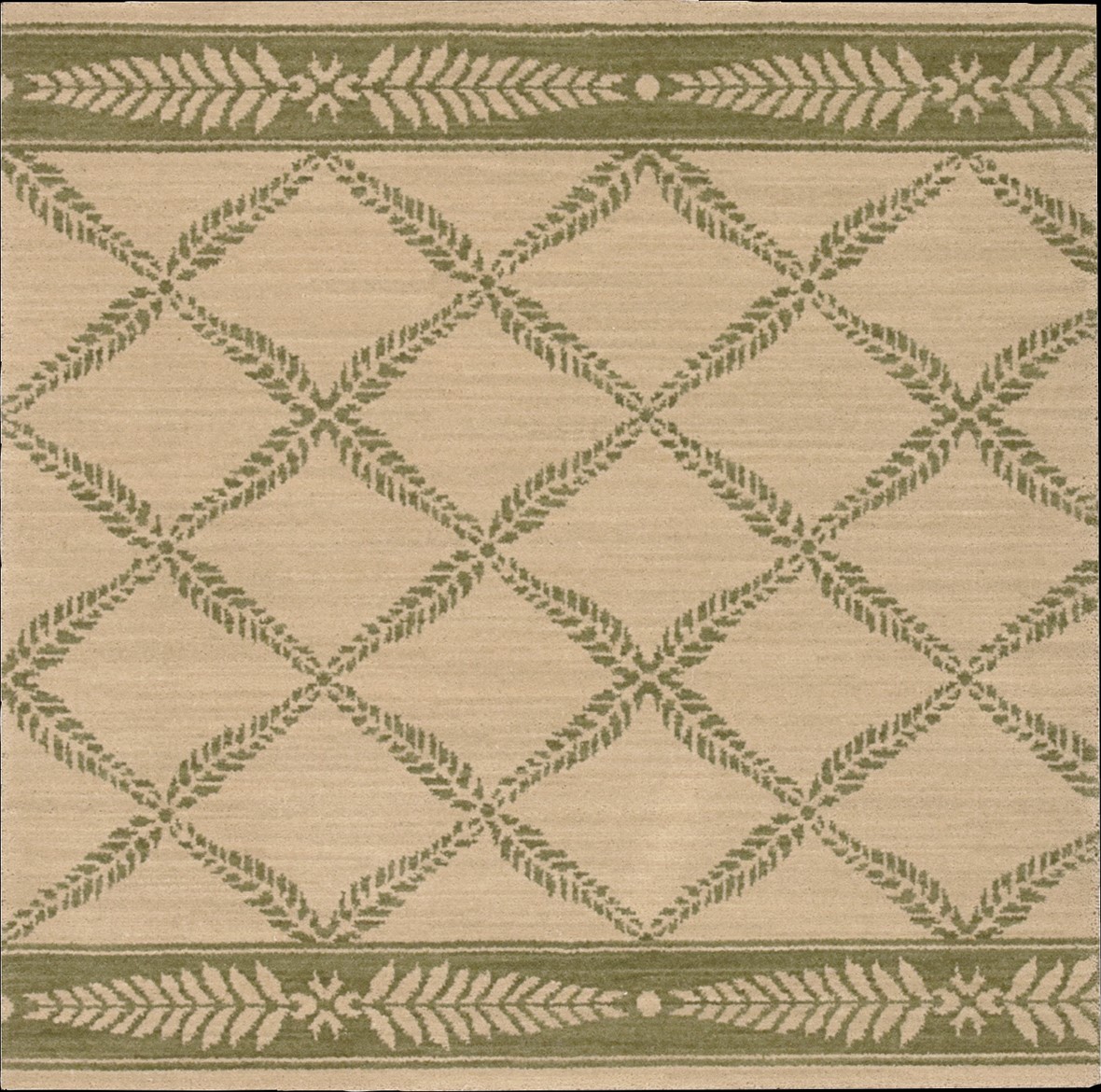 Hall & Stair Runners CHATEAU NO21-IVRYGRN Ivory - Beige & Green Machine Made Rug