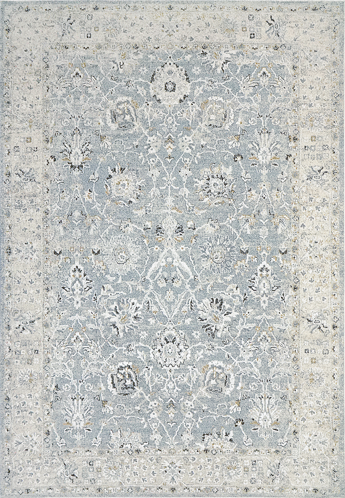 Oushak Rugs Annalise 7604-580 Lt. Blue - Blue & Lt. Grey - Grey Machine Made Rug