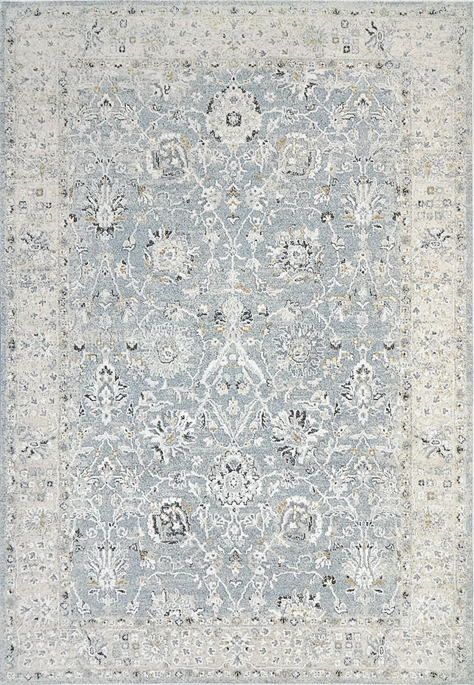 Oushak Rugs Annalise 7604-580 Lt. Blue - Blue & Lt. Grey - Grey Machine Made Rug