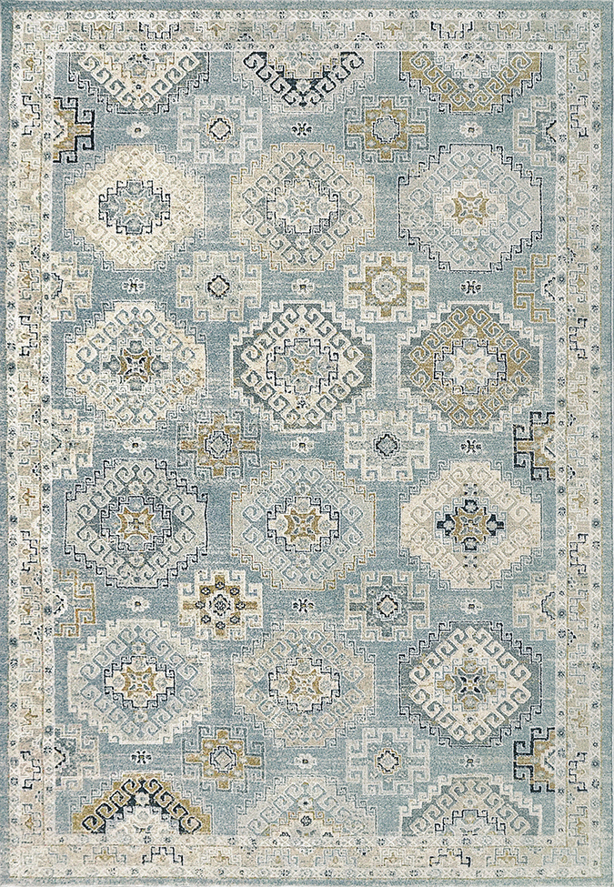 Oushak Rugs Annalise 7607-581 Lt. Blue - Blue & Lt. Grey - Grey Machine Made Rug