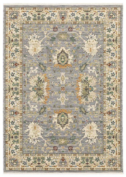 Oushak Rugs Lucca 2063L Lt. Blue - Blue & Ivory - Beige Machine Made Rug