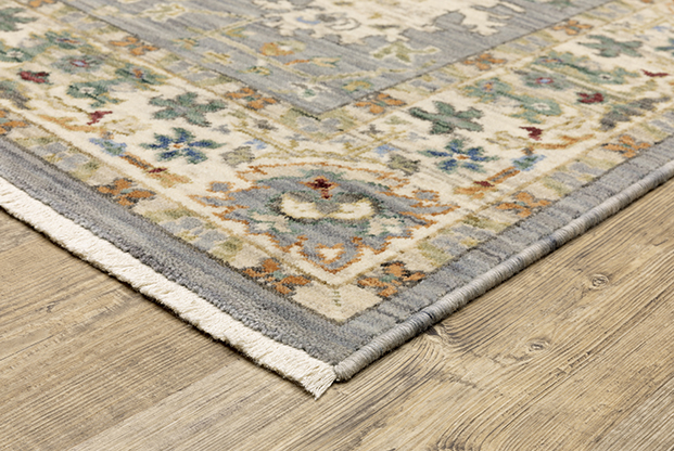 Oushak Rugs Lucca 2063L Lt. Blue - Blue & Ivory - Beige Machine Made Rug