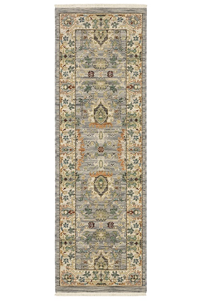 Oushak Rugs Lucca 2063L Lt. Blue - Blue & Ivory - Beige Machine Made Rug