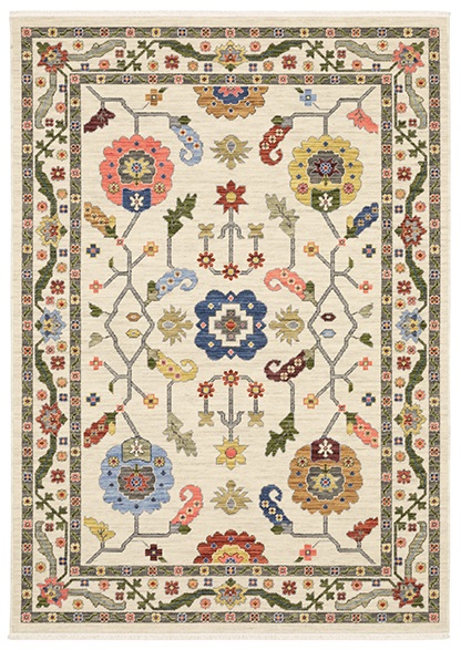 Oushak Rugs Lucca 5506W Ivory - Beige Machine Made Rug