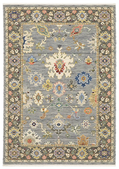 Oushak Rugs Lucca 846D Lt. Blue - Blue & Lt. Brown - Chocolate Machine Made Rug