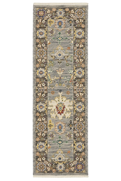 Oushak Rugs Lucca 846D Lt. Blue - Blue & Lt. Brown - Chocolate Machine Made Rug