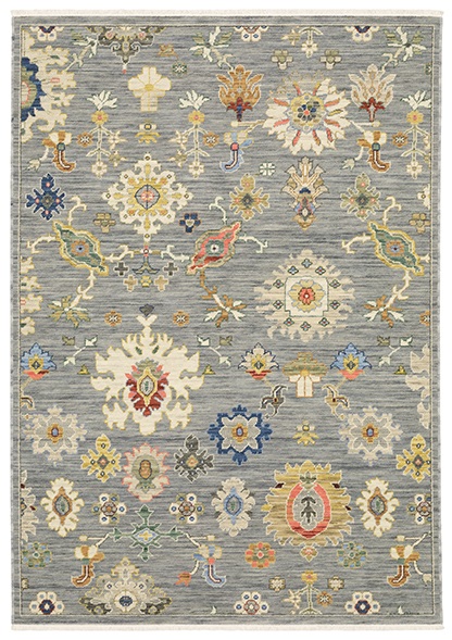 Oushak Rugs Lucca 5507E Lt. Blue - Blue & Multi Machine Made Rug