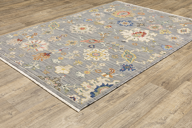 Oushak Rugs Lucca 5507E Lt. Blue - Blue & Multi Machine Made Rug