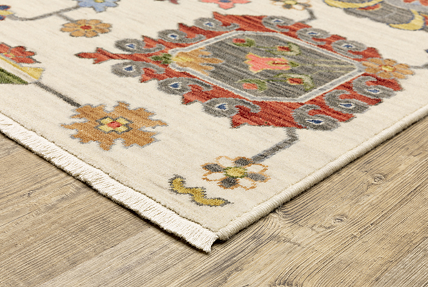 Oushak Rugs Lucca 8111W Ivory - Beige & Multi Machine Made Rug