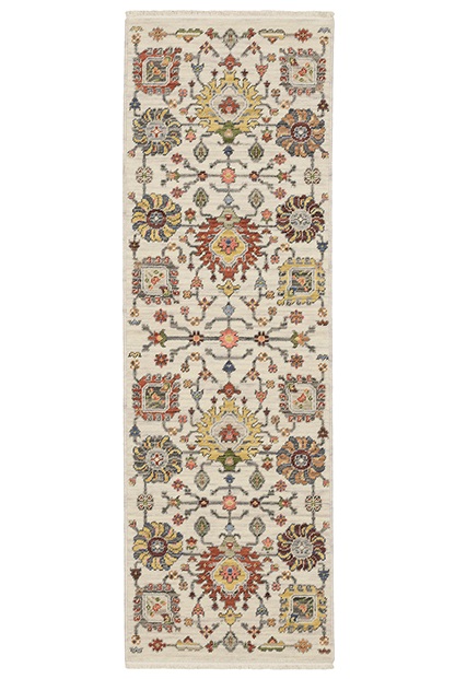 Oushak Rugs Lucca 8111W Ivory - Beige & Multi Machine Made Rug