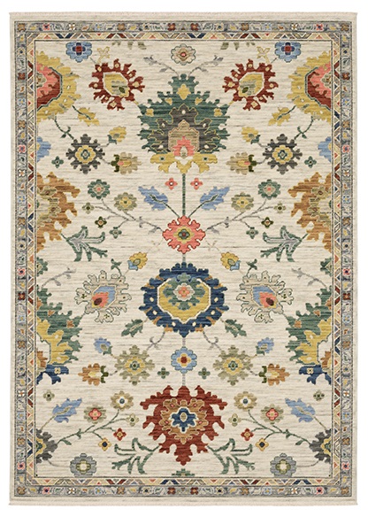 Oushak Rugs Lucca 2888L Ivory - Beige & Multi Machine Made Rug