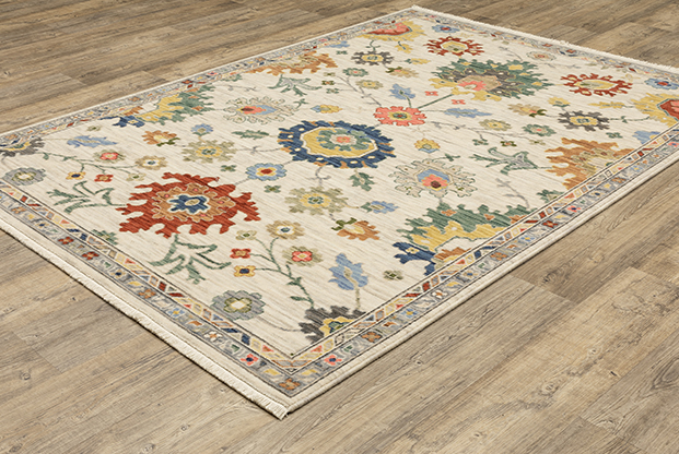 Oushak Rugs Lucca 2888L Ivory - Beige & Multi Machine Made Rug