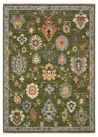 Oushak Rugs Lucca 2863E Green & Multi Machine Made Rug