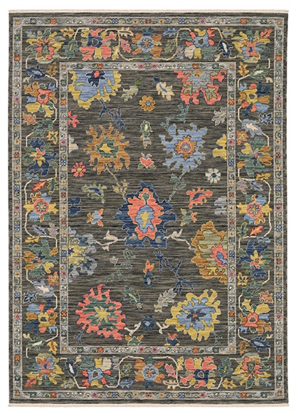 Oushak Rugs Lucca 2889E Black - Charcoal & Multi Machine Made Rug