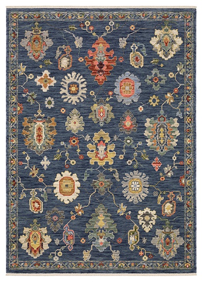 Oushak Rugs Lucca 2863B Medium Blue - Navy & Multi Machine Made Rug