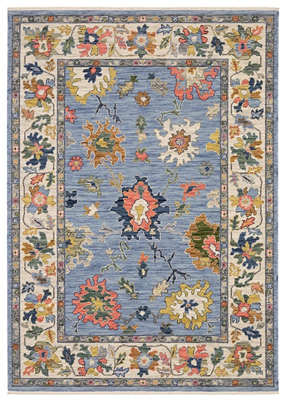 Oushak Rugs Lucca 2889A Lt. Blue - Blue & Ivory - Beige Machine Made Rug